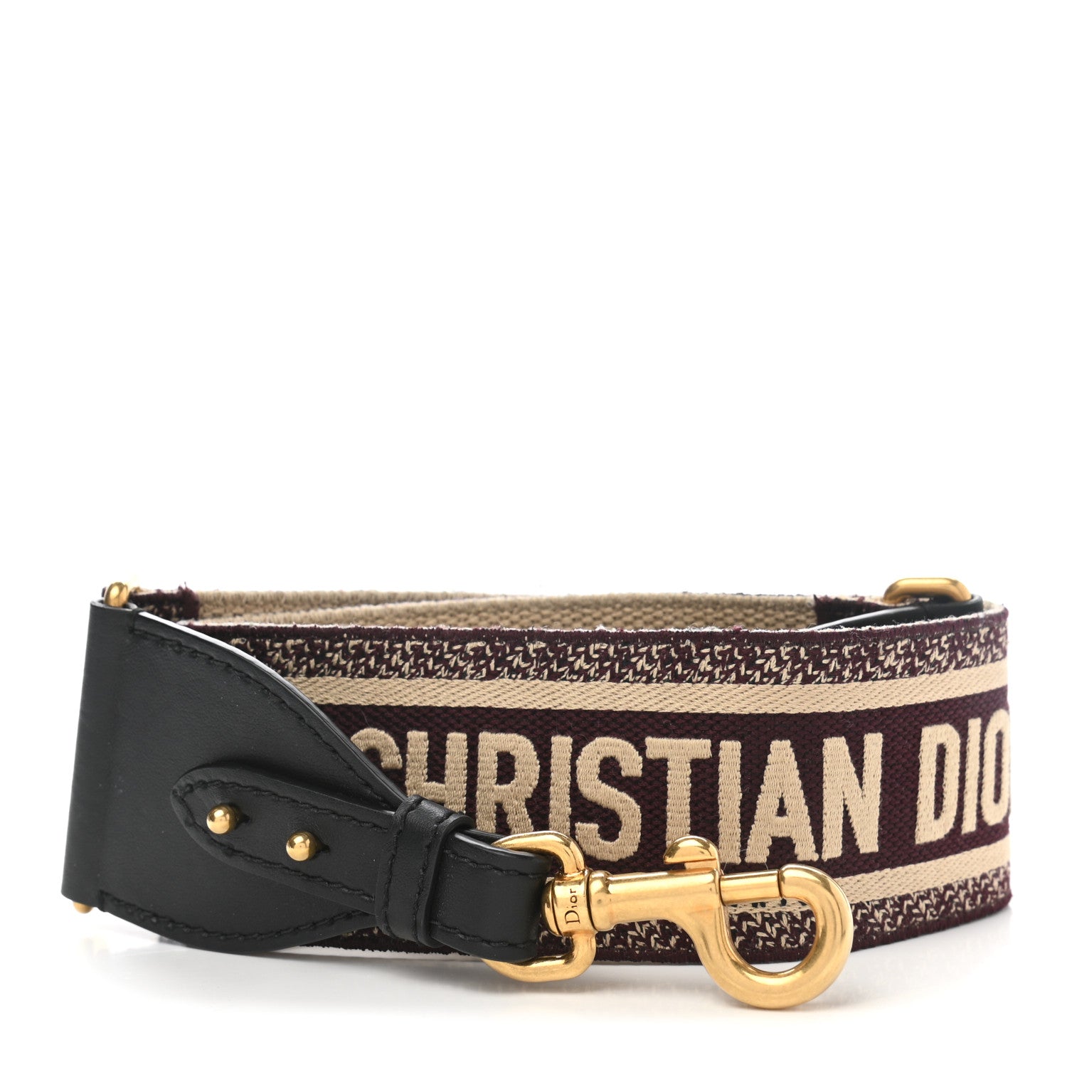 Christian Dior Canvas Embroidered Shoulder Strap Burgundy 1 of 8
