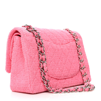 Chanel Tweed Crystal Bead Flower Embellished Quilted Medium Double Flap Pink 3 of 10