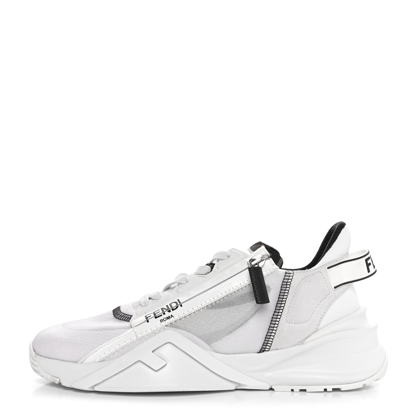 Nylon Suede Transparent Fendi Flow Low Top Sneakers 40 White