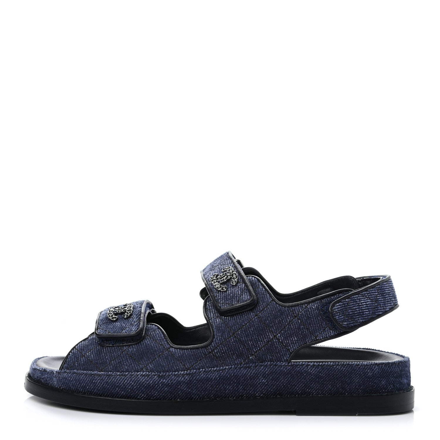 Chanel Velvet Velcro Dad Sandals 39 Blue 1 of 9