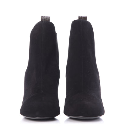 Louis Vuitton Suede Monogram Uniformes Cap Toe Chelsea 80mm Ankle Boots 41 Black 2 of 11