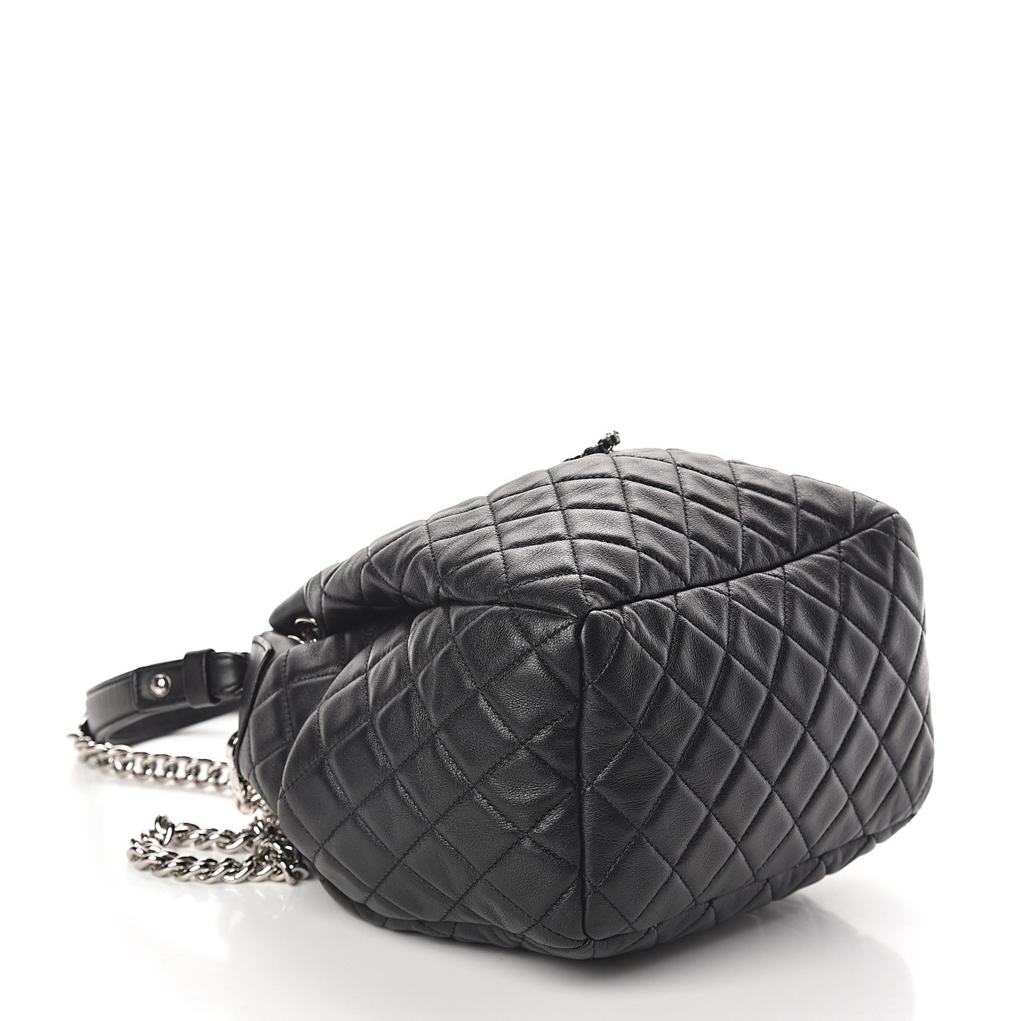 Lambskin Quilted Mini CC Chain Bucket Bag Black