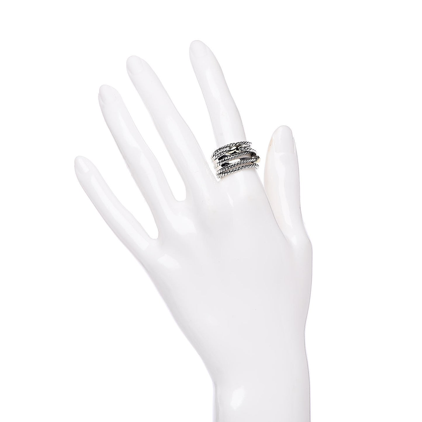 Sterling Silver 18K Yellow Gold Double X Crossover Ring 54 7