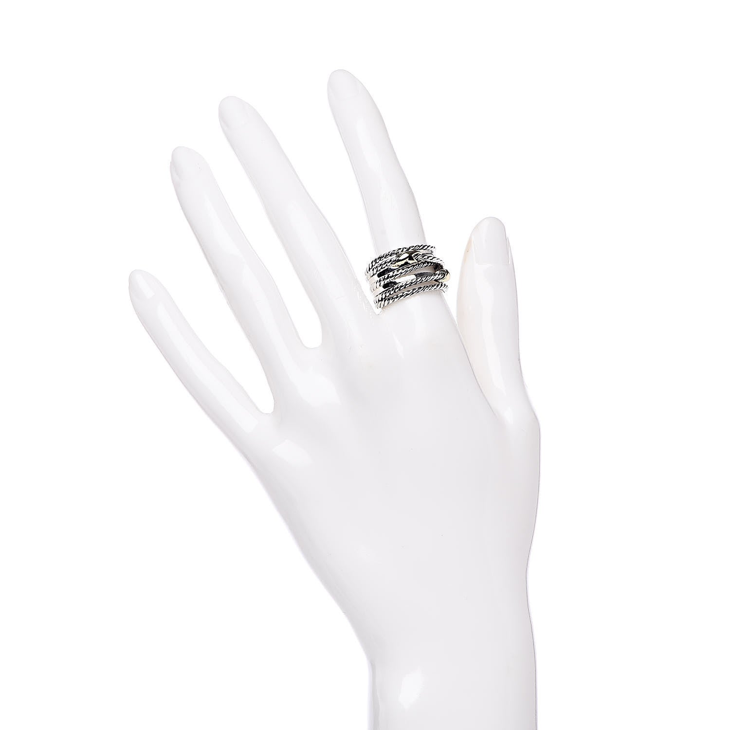 David Yurman Sterling Silver 18K Yellow Gold Double X Crossover Ring 54 7 2 of 4