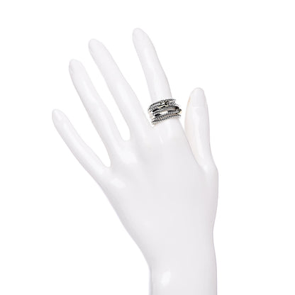 David Yurman Sterling Silver 18K Yellow Gold Double X Crossover Ring 54 7 2 of 4