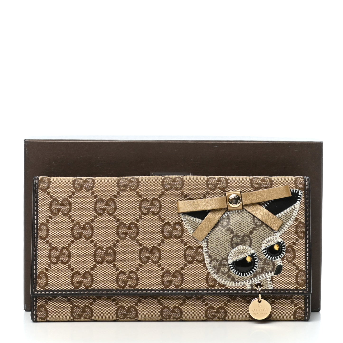 Monogram Guccioli Brando Chihuahua Continental Wallet Dark Brown