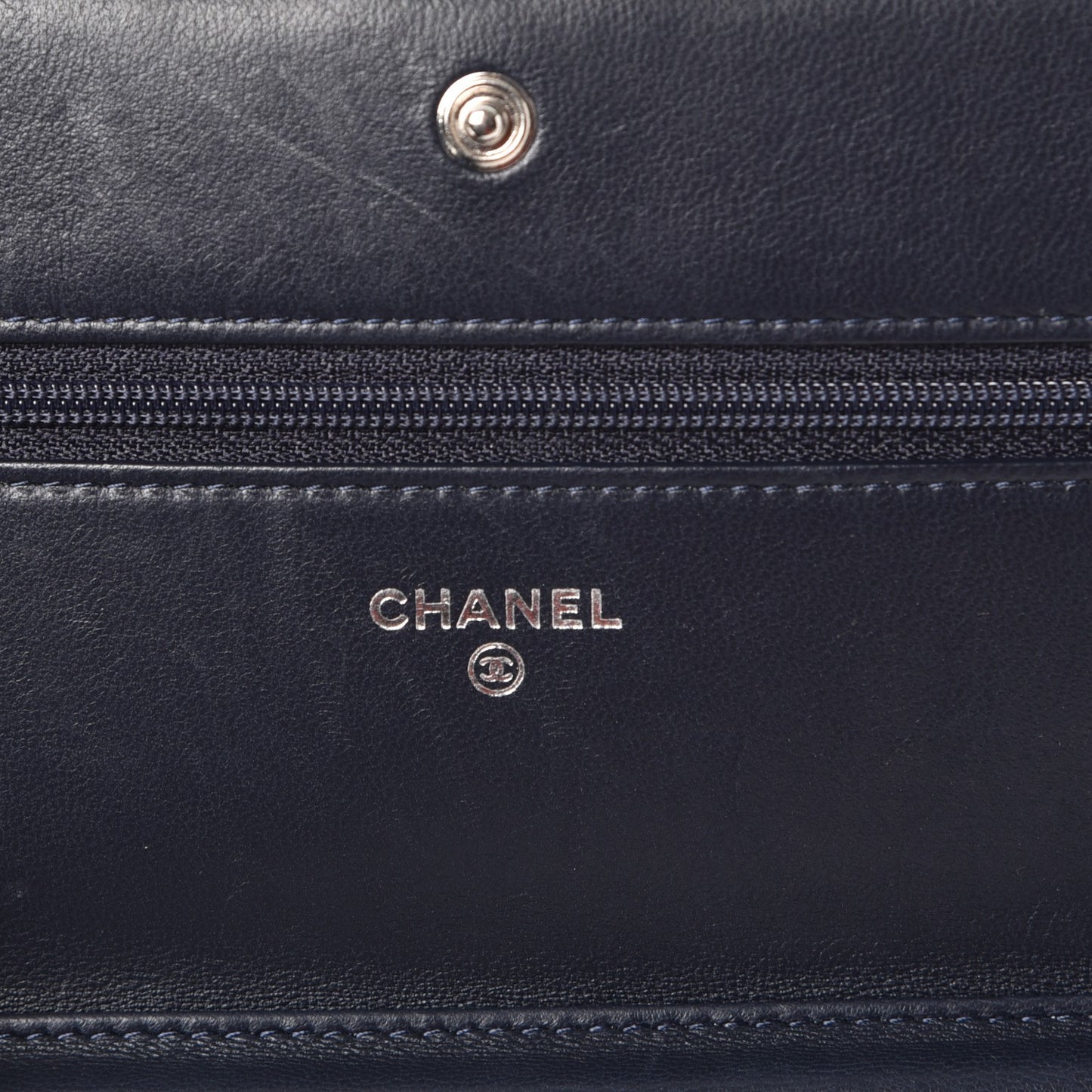 Lambskin Quilted Boy Wallet On Chain WOC Navy Blue