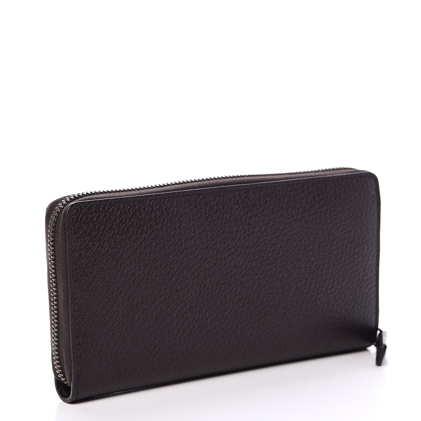 Dollar Calfskin Boar Effect GG Marmont Zip Around Wallet Dark Cocoa