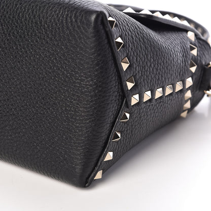 Valentino Garavani Pebbled Calfskin Rockstud Single Handle Flap Bag Black 9 of 9