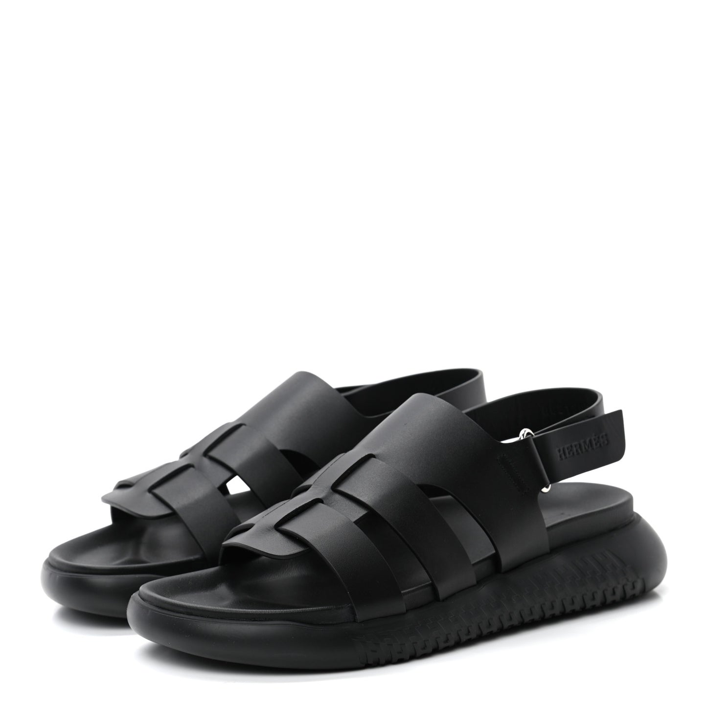 Calfskin Mens Doha Sandals 40 Black
