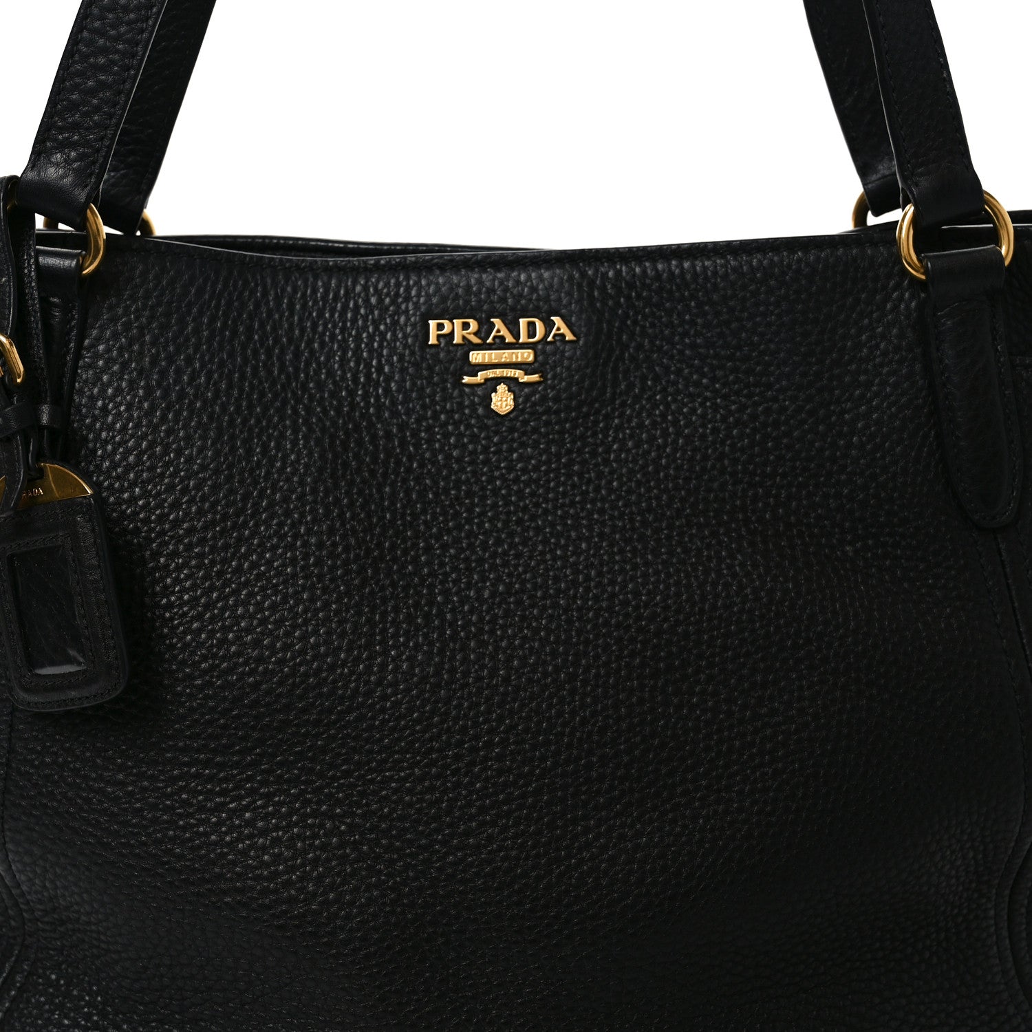 Prada Vitello Daino Side Pocket Tote Black 7 of 9