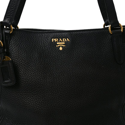 Prada Vitello Daino Side Pocket Tote Black 7 of 9