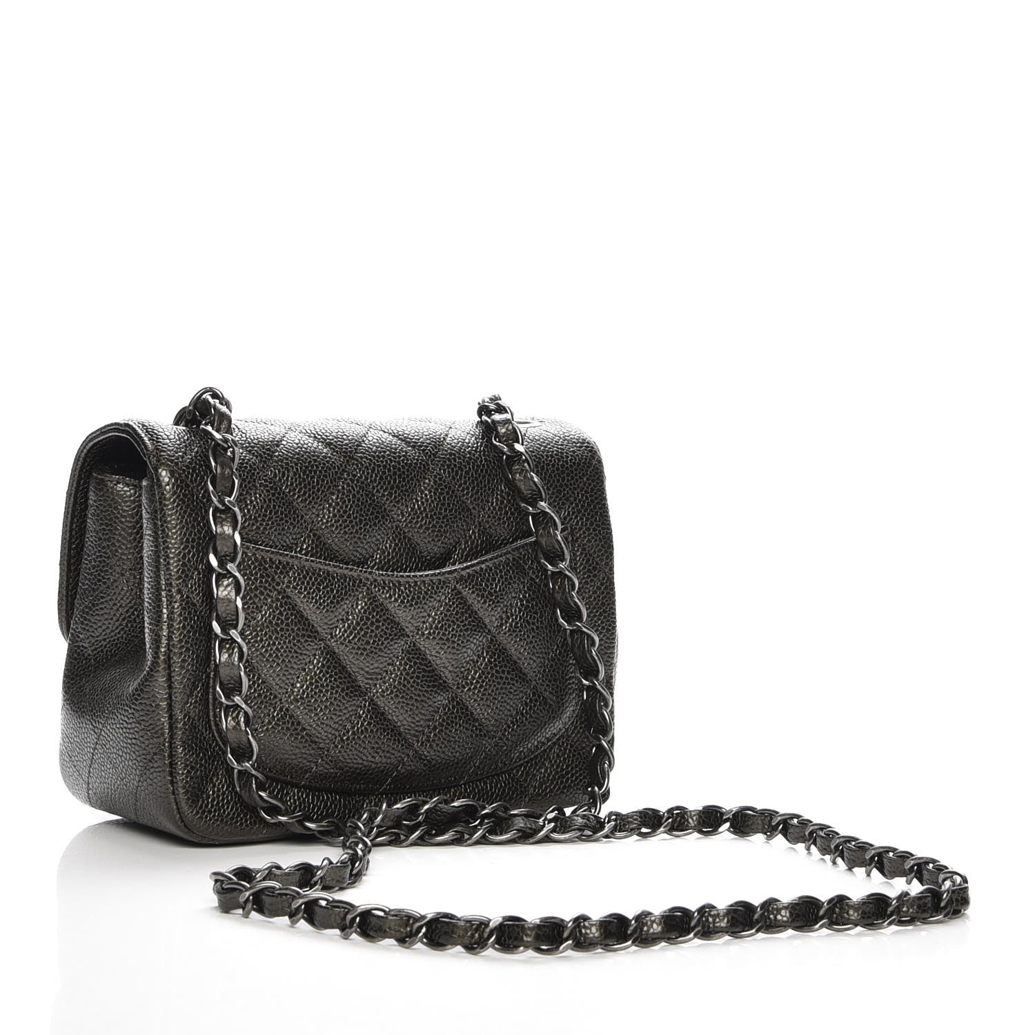 Chanel Metallic Caviar Quilted Mini Square Flap Dark Charcoal 3 of 8