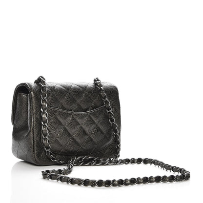Chanel Metallic Caviar Quilted Mini Square Flap Dark Charcoal 3 of 8