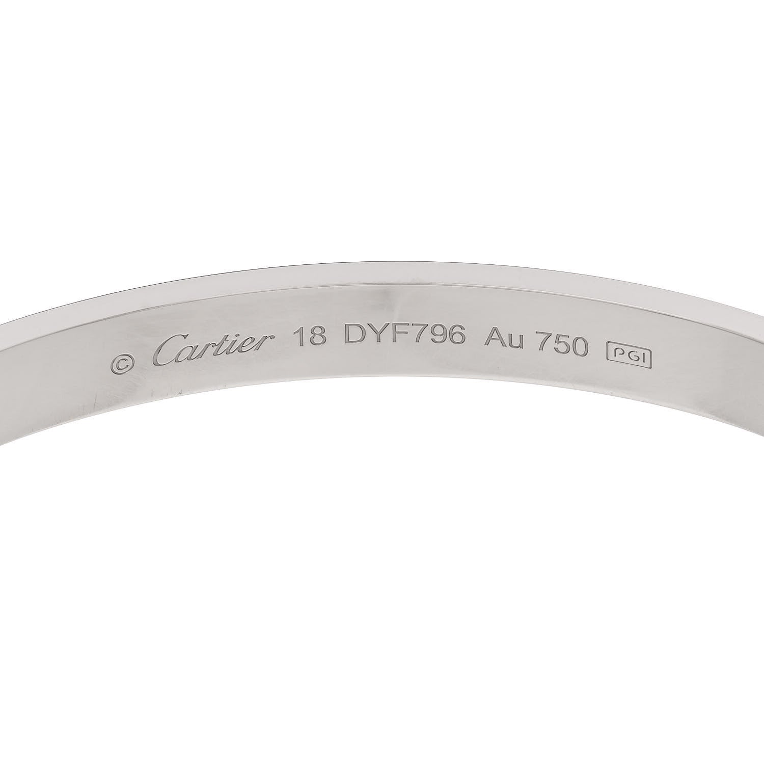 Cartier 18K White Gold LOVE Bracelet 18 6 of 9