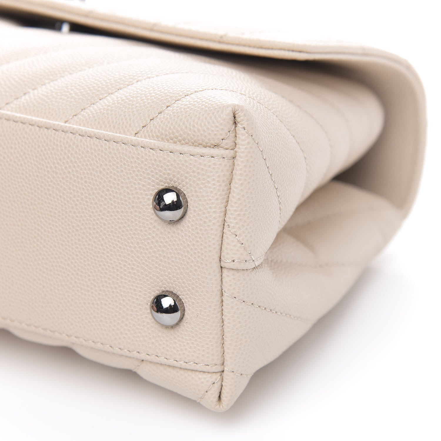 Chanel Caviar Chevron Quilted Mini Coco Handle Flap Beige 9 of 11