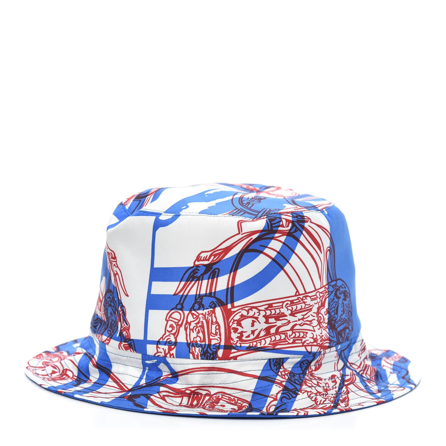 Hermes Silk Brides De Gala en Desordre Reverso Bucket Hat 58 Bleu Dur 1 of 5