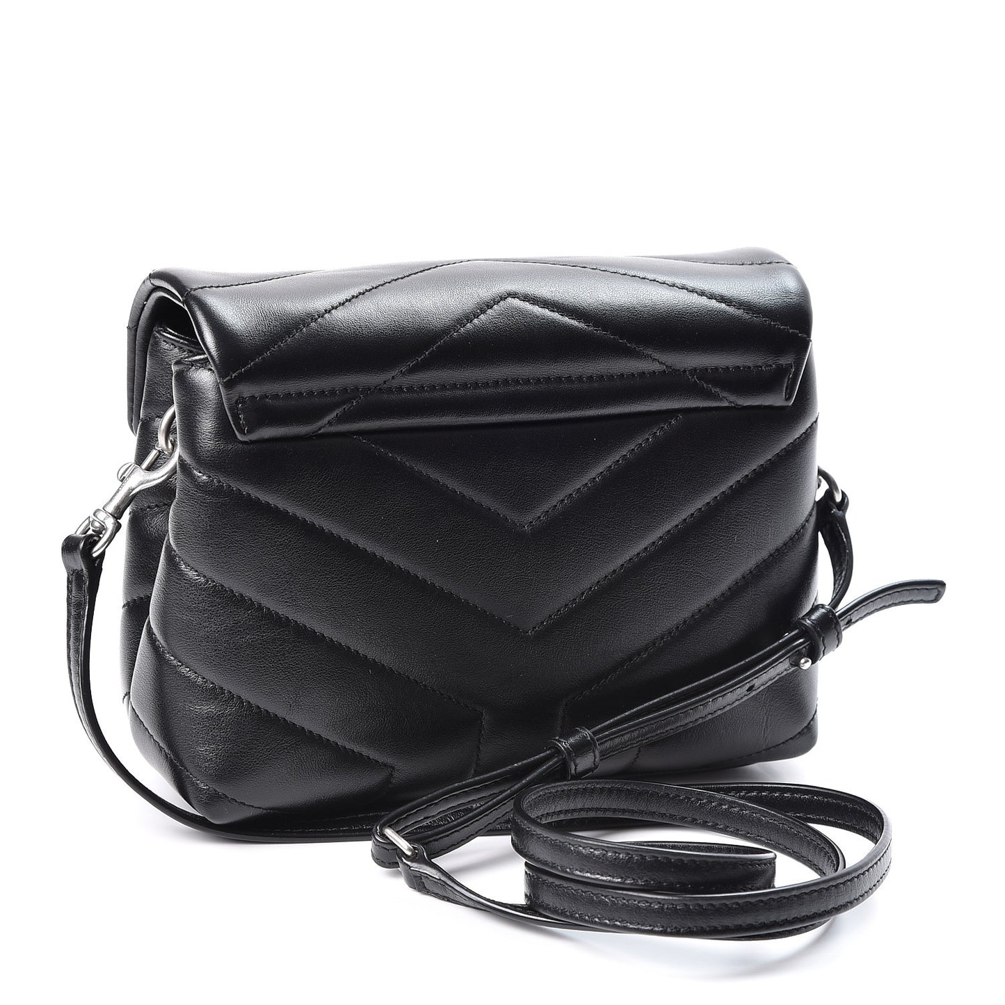 Calfskin Y Quilted Monogram Toy Loulou Crossbody Bag Black