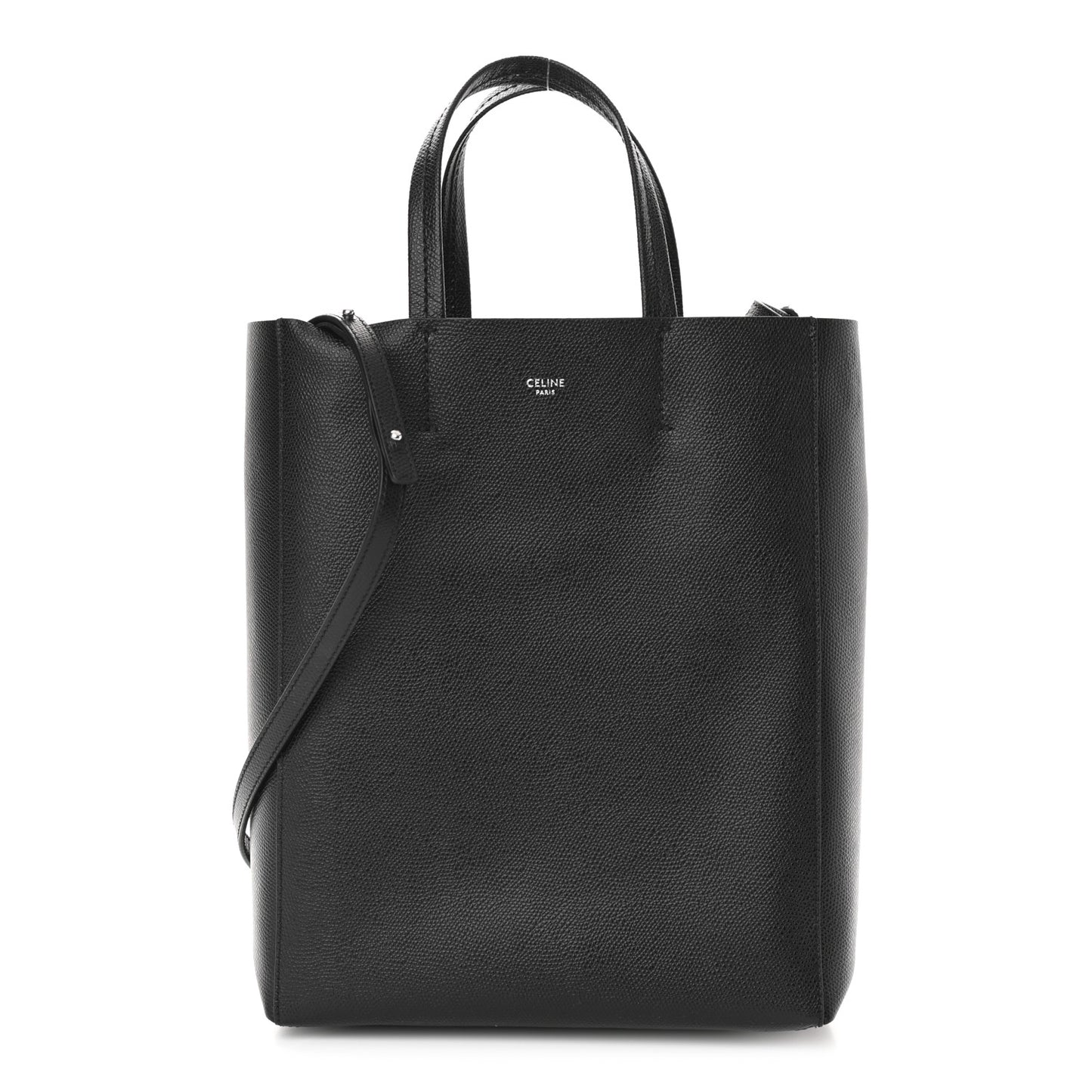 Grained Calfskin Small Vertical Cabas Black