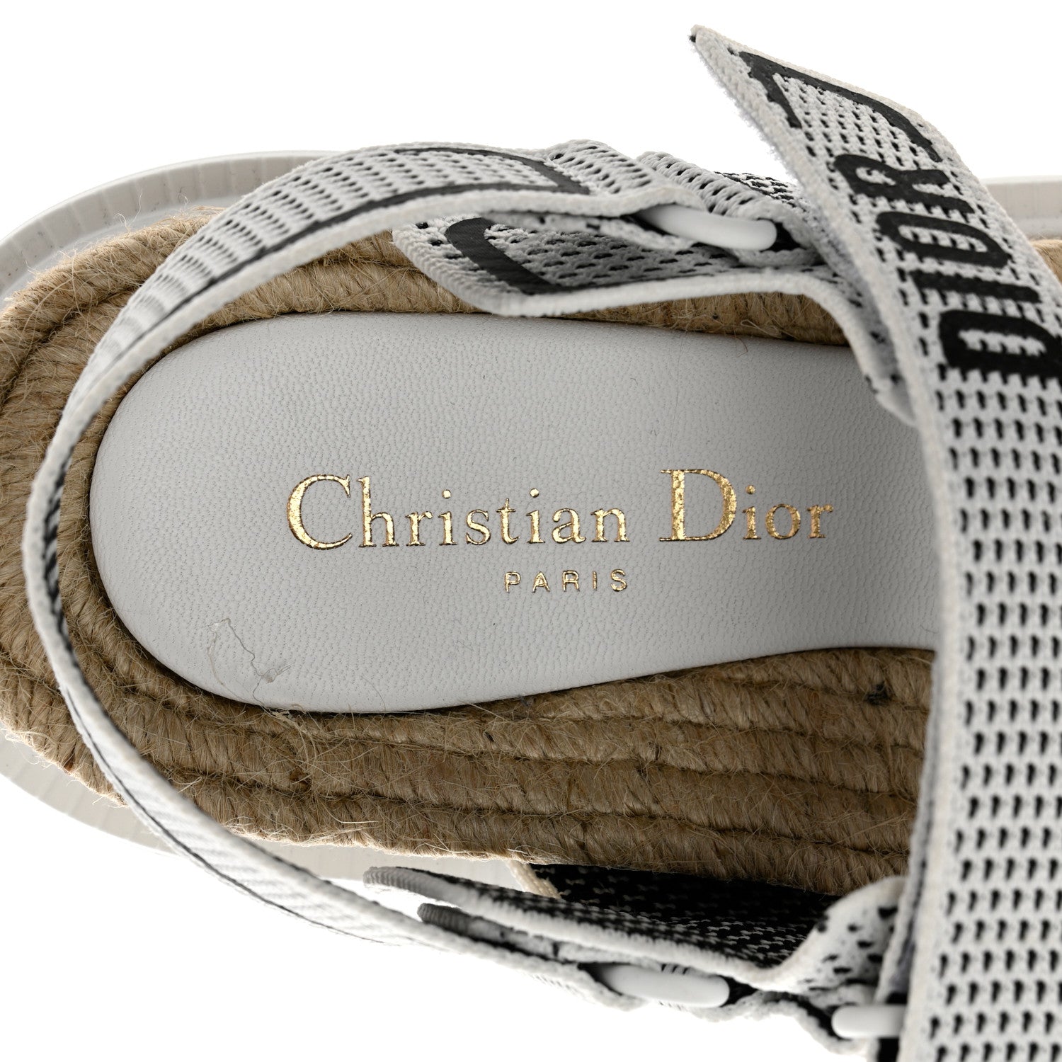 Christian Dior Technical Knit Jute Dioract 10mm Sandals 37.5 White Black 7 of 8