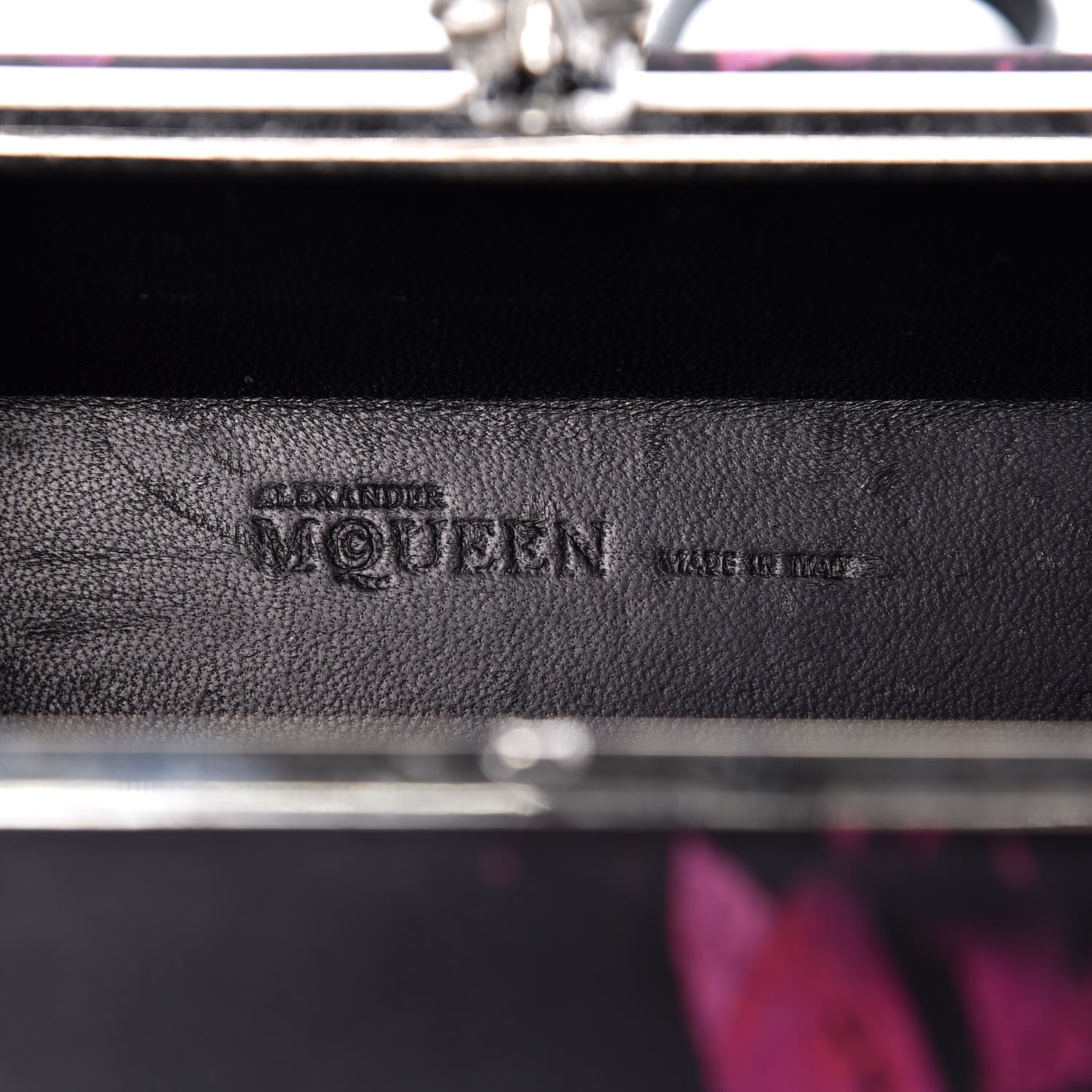 Alexander McQueen Silk Night Flowers Hexagon Skull Chain Clutch Multicolor Black 7 of 9