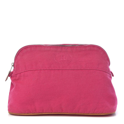 Hermes Cotton Canvas Bolide Travel Cosmetic Pouch MM Hibiscus 1 of 10