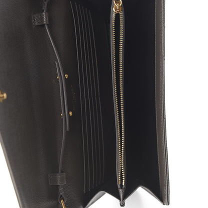 Saint Laurent Grain De Poudre Matelasse Chevron Monogram Chain Wallet Pebble 4 of 8