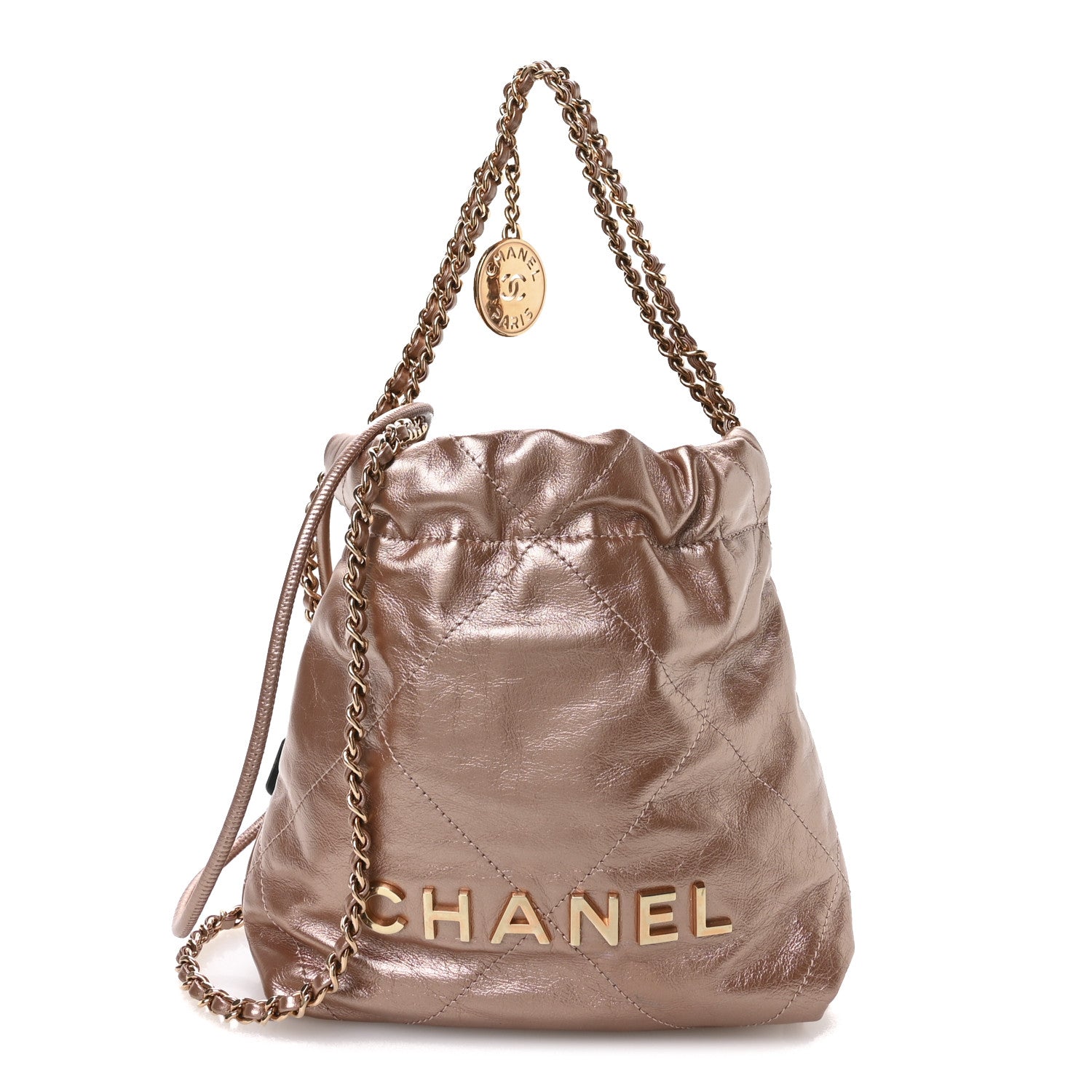 Chanel Metallic Calfskin Quilted Mini Chanel 22 Copper 1 of 11
