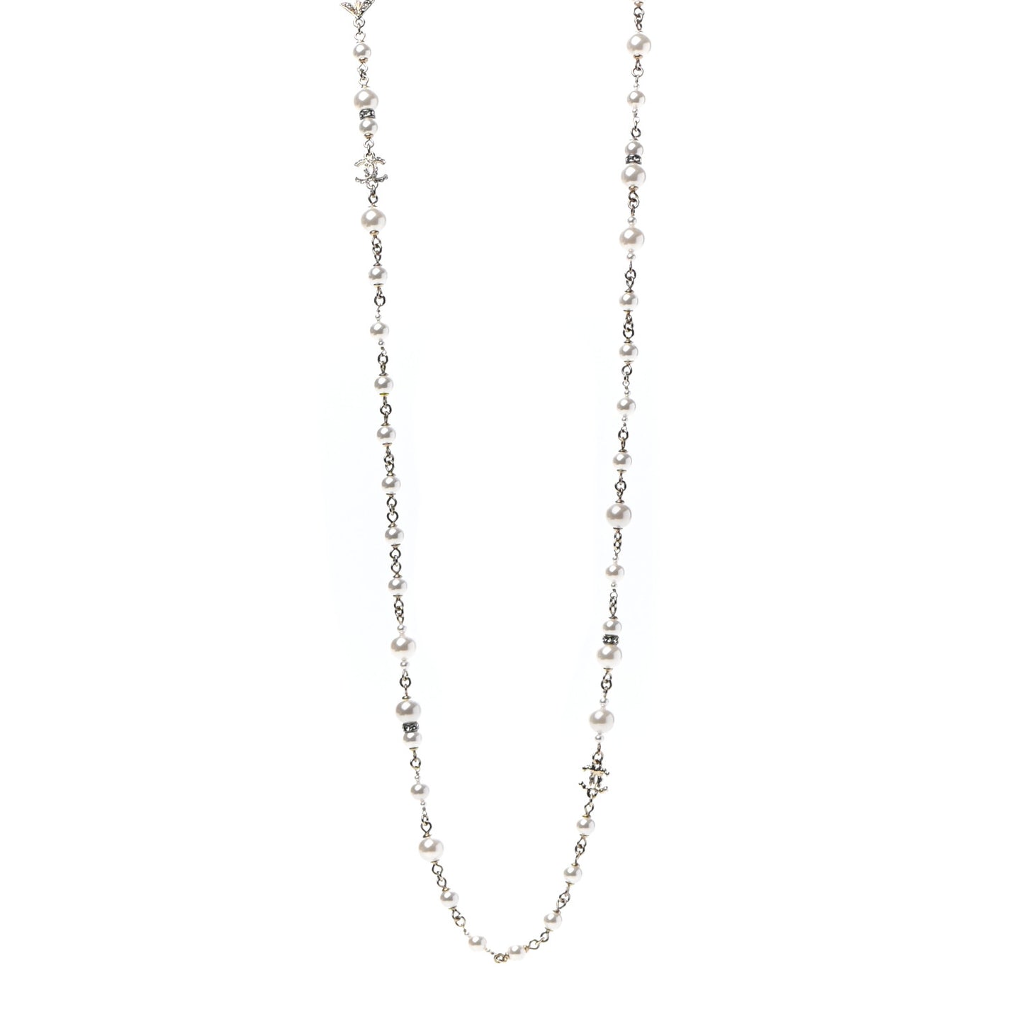 Pearl Crystal Queen of France Multi Strand Necklace Gold
