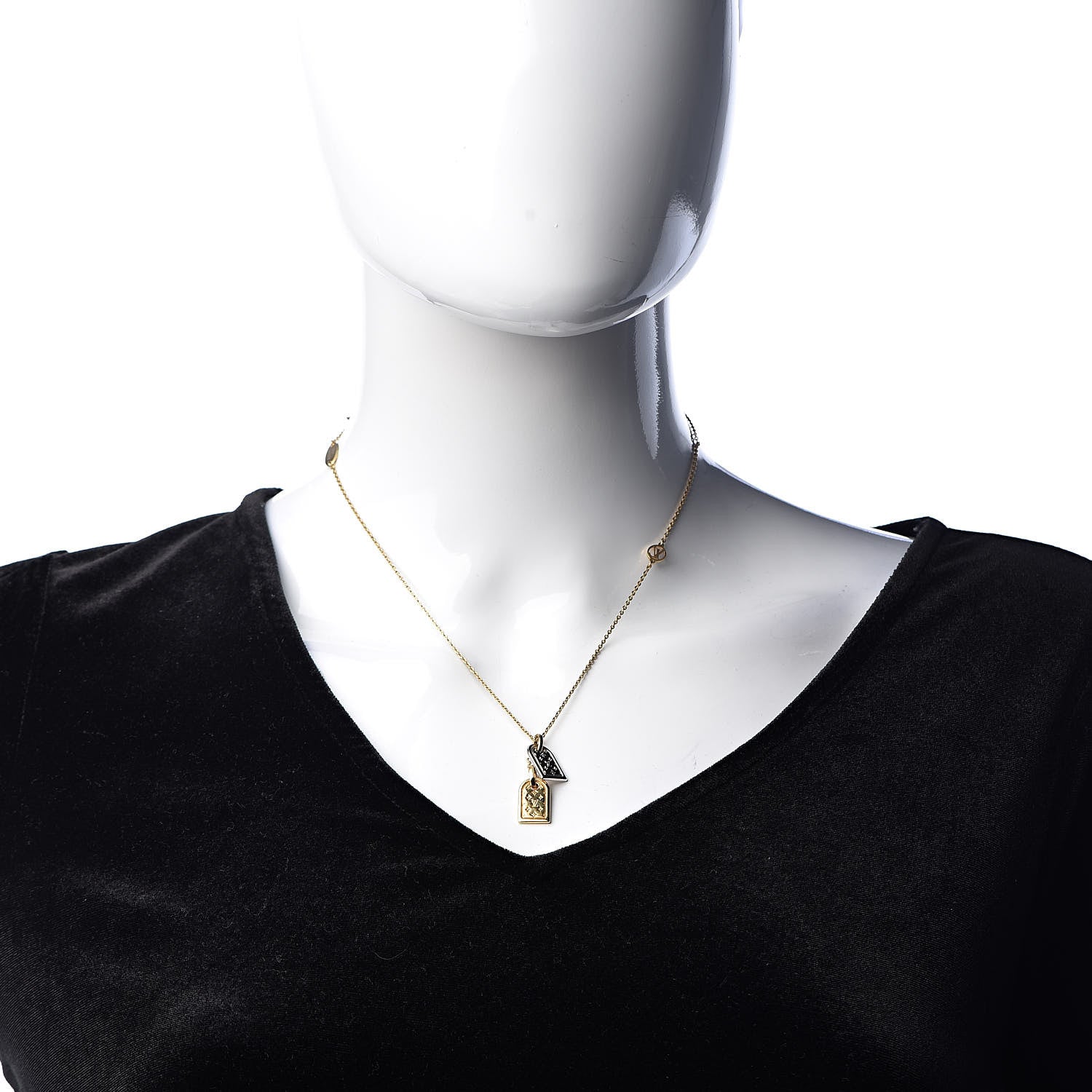 Louis Vuitton Nanogram Name Tag Necklace Gold 2 of 6