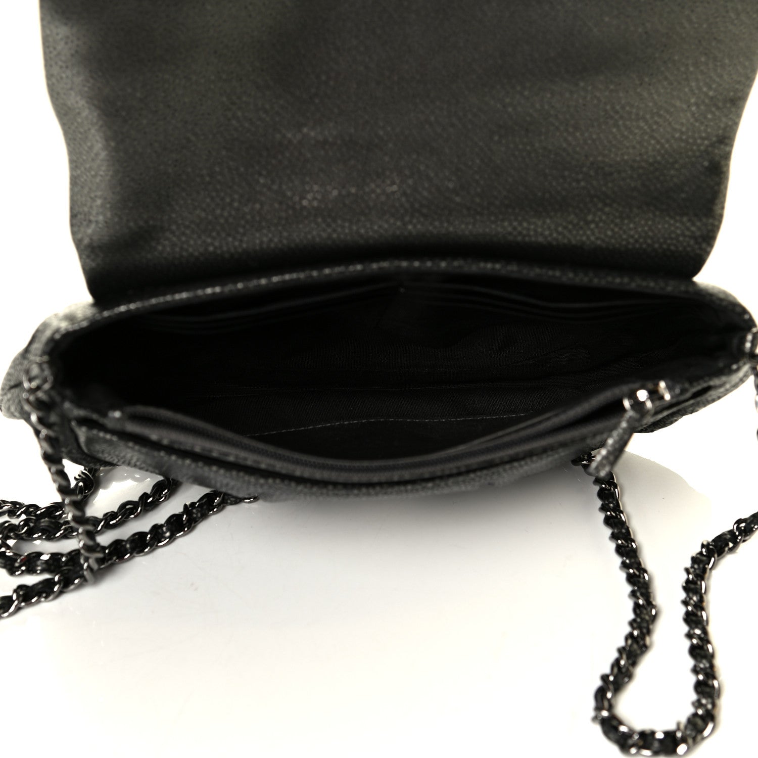 Chanel Metallic Caviar Half Moon Wallet On Chain WOC Dark Silver 3 of 5