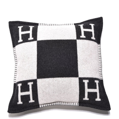 Hermes Wool Cashmere Avalon Pillow PM Ecru Gris Fonce 1 of 3