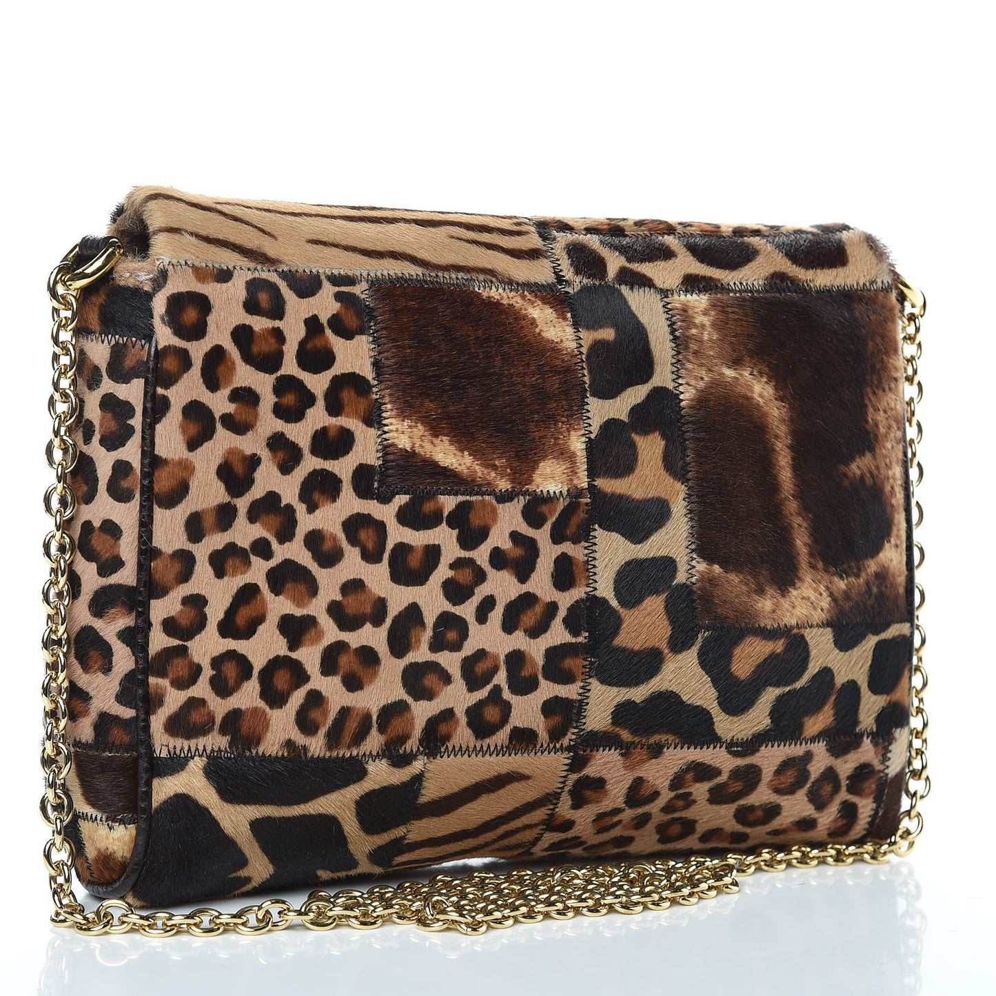 Calf Hair Animal Print Patchwork Shoulder Bag