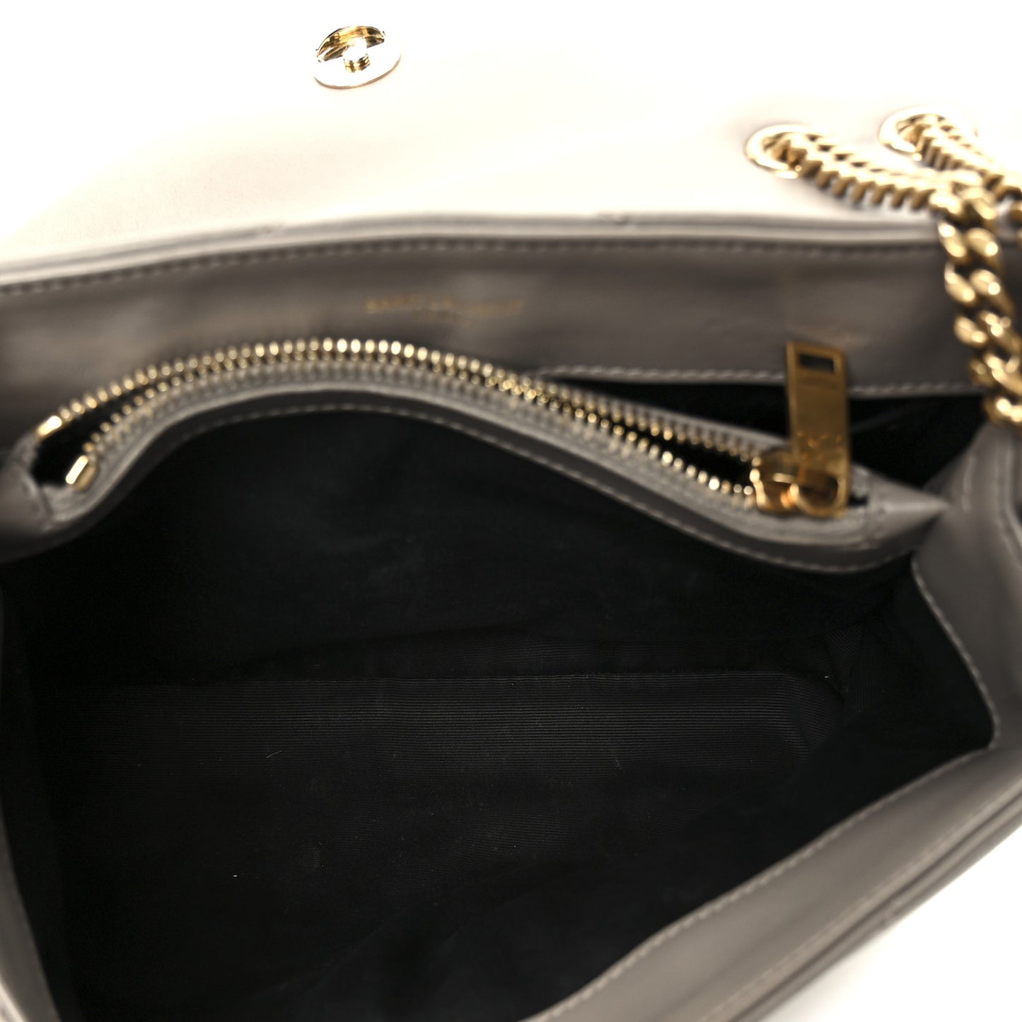 Calfskin Y Quilted Monogram Small Loulou Chain Satchel Taupe