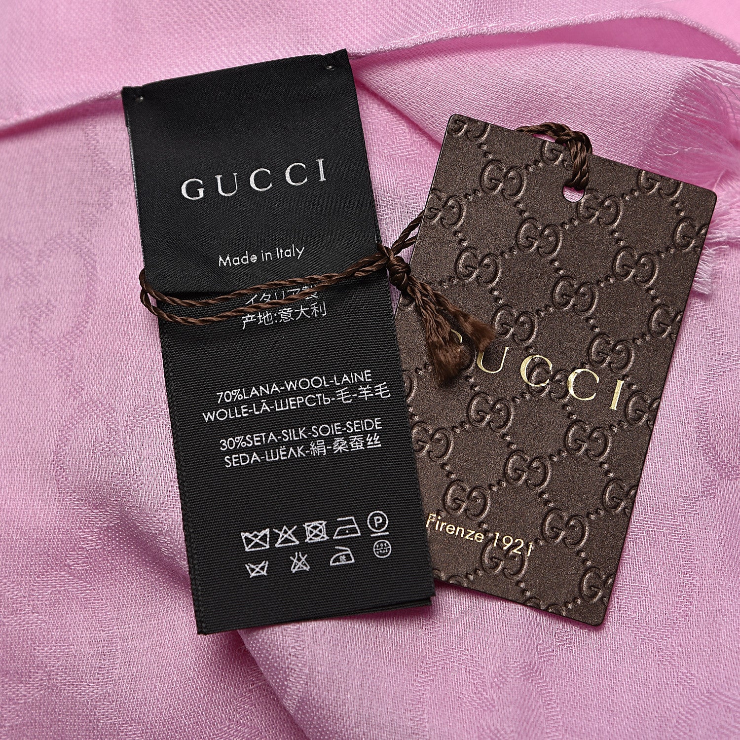 Gucci Wool Silk GG Monogram GGNat Scarf Rose 4 of 4