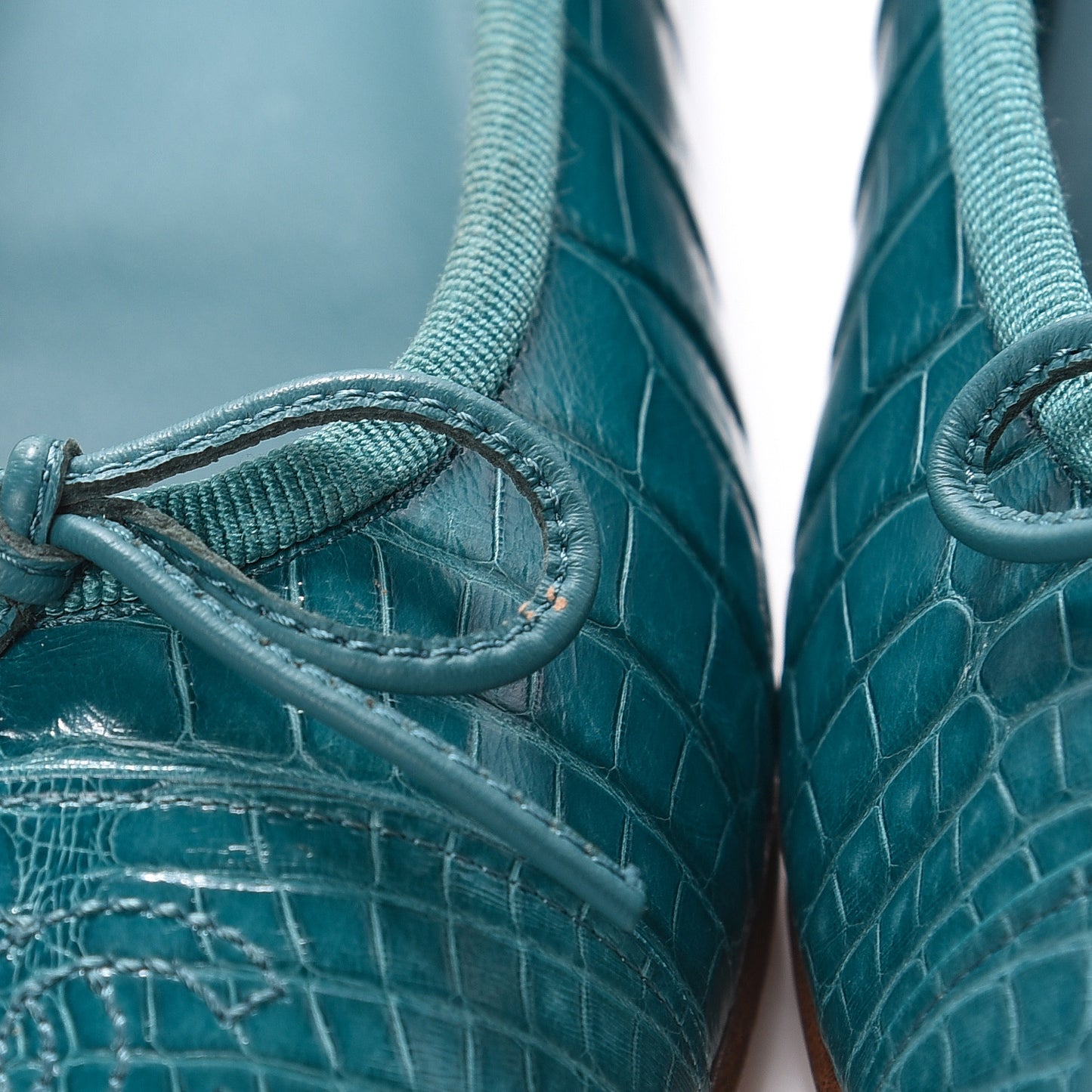 Alligator CC Cap Toe Ballerina Flats 40 Turquoise