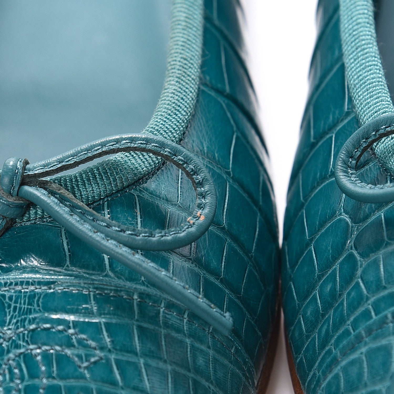 Chanel Alligator CC Cap Toe Ballerina Flats 40 Turquoise 11 of 12