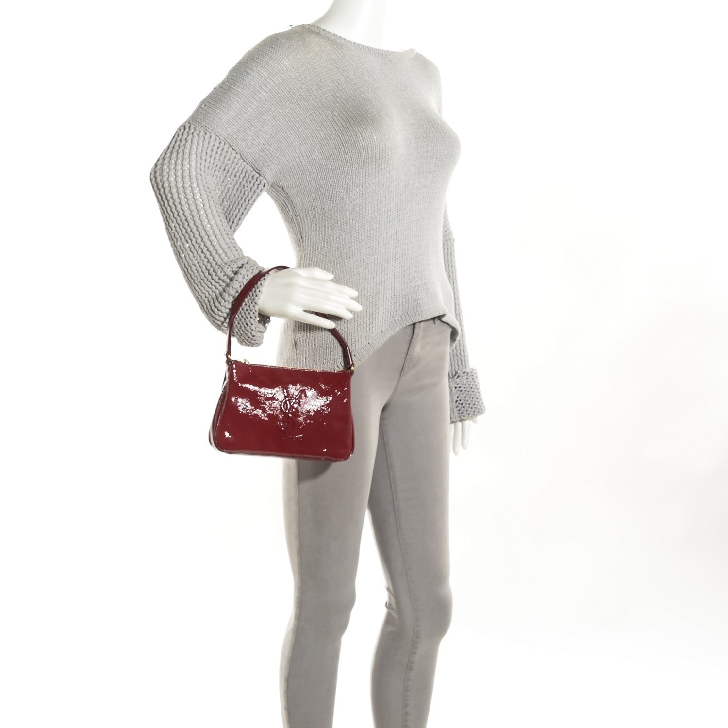 Saint Laurent Textured Patent Calfskin Mini Shoulder Bag Red 2 of 9