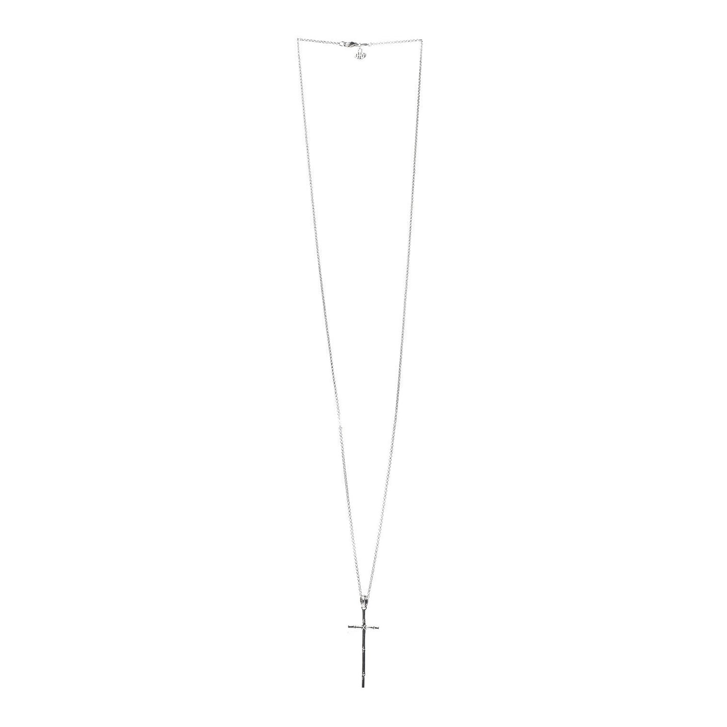 Sterling Silver Bamboo Cross Pendant Necklace