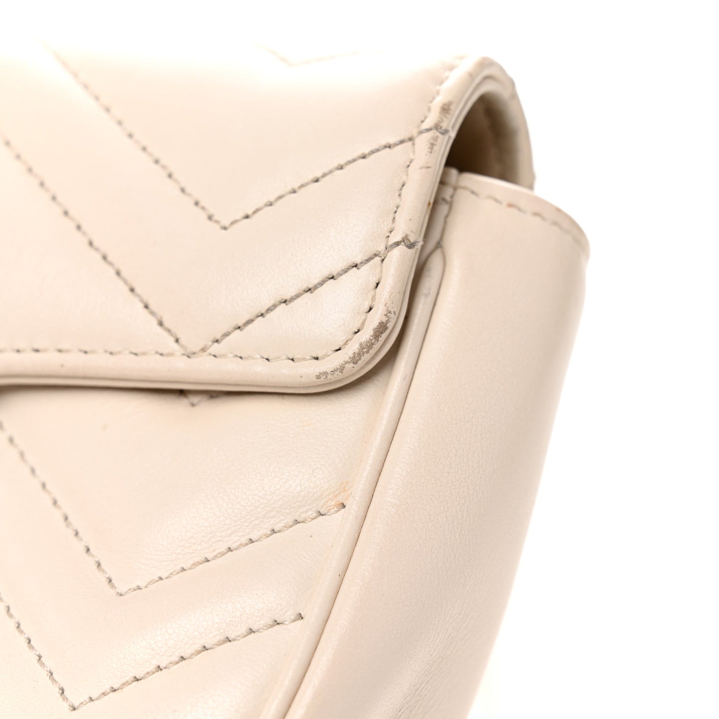 Calfskin Matelasse Super Mini GG Marmont Shoulder Bag White
