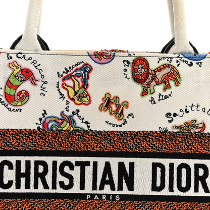 Christian Dior Canvas Embroidered Dragon Zodiac Medium Book Tote White Multicolor 8 of 13