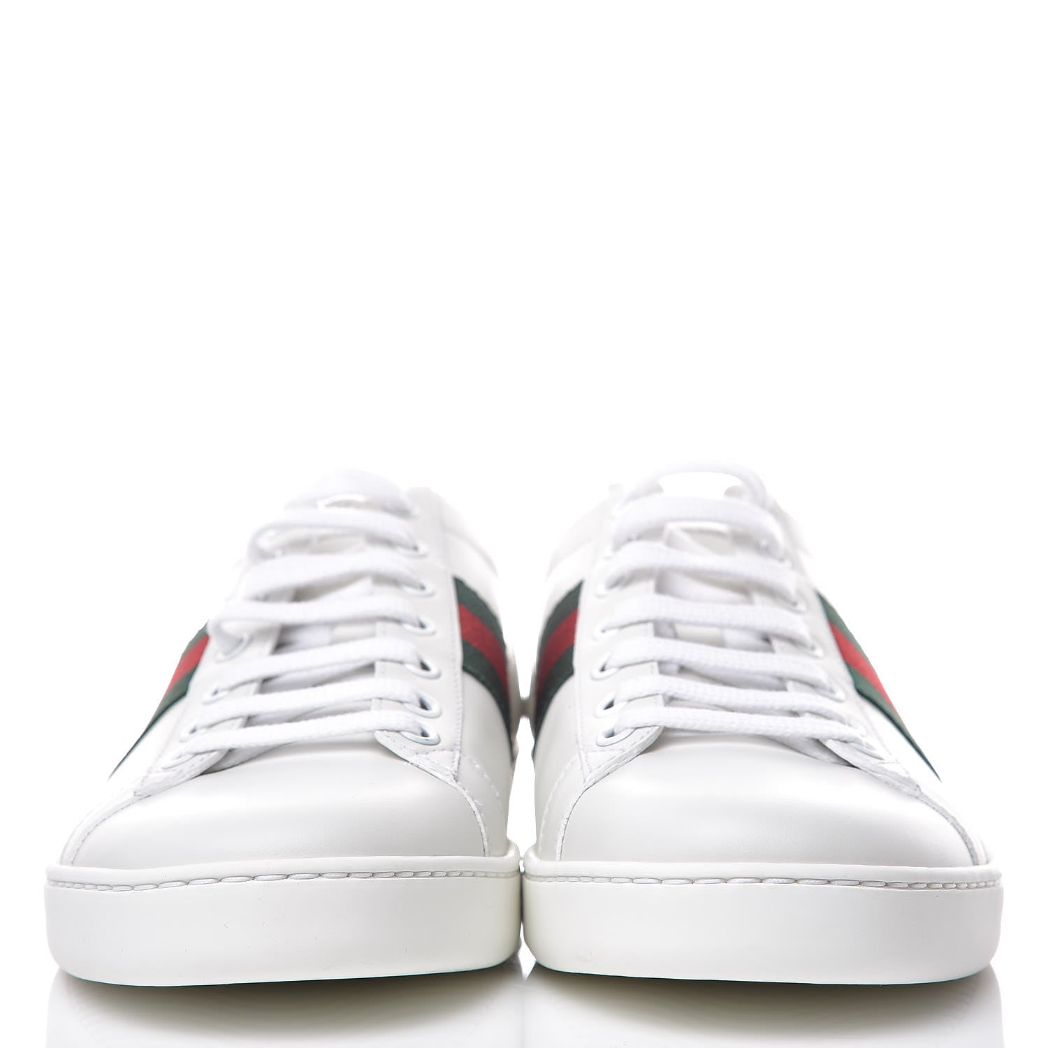Gucci Calfskin Crocodile Web Ace Sneakers 35.8 White Blue 2 of 10