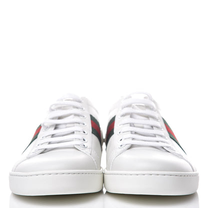 Gucci Calfskin Crocodile Web Ace Sneakers 35.8 White Blue 2 of 10