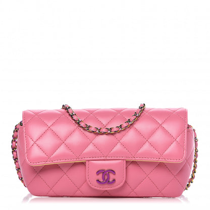 Chanel Lambskin Quilted Glasses Case With Chain Pink Yellow 1 of 12