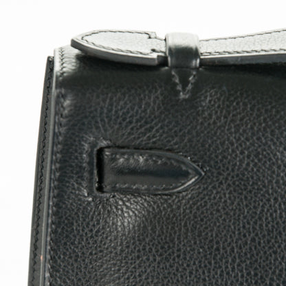 Hermes Evergrain Kelly Pochette Clutch Black 12 of 18