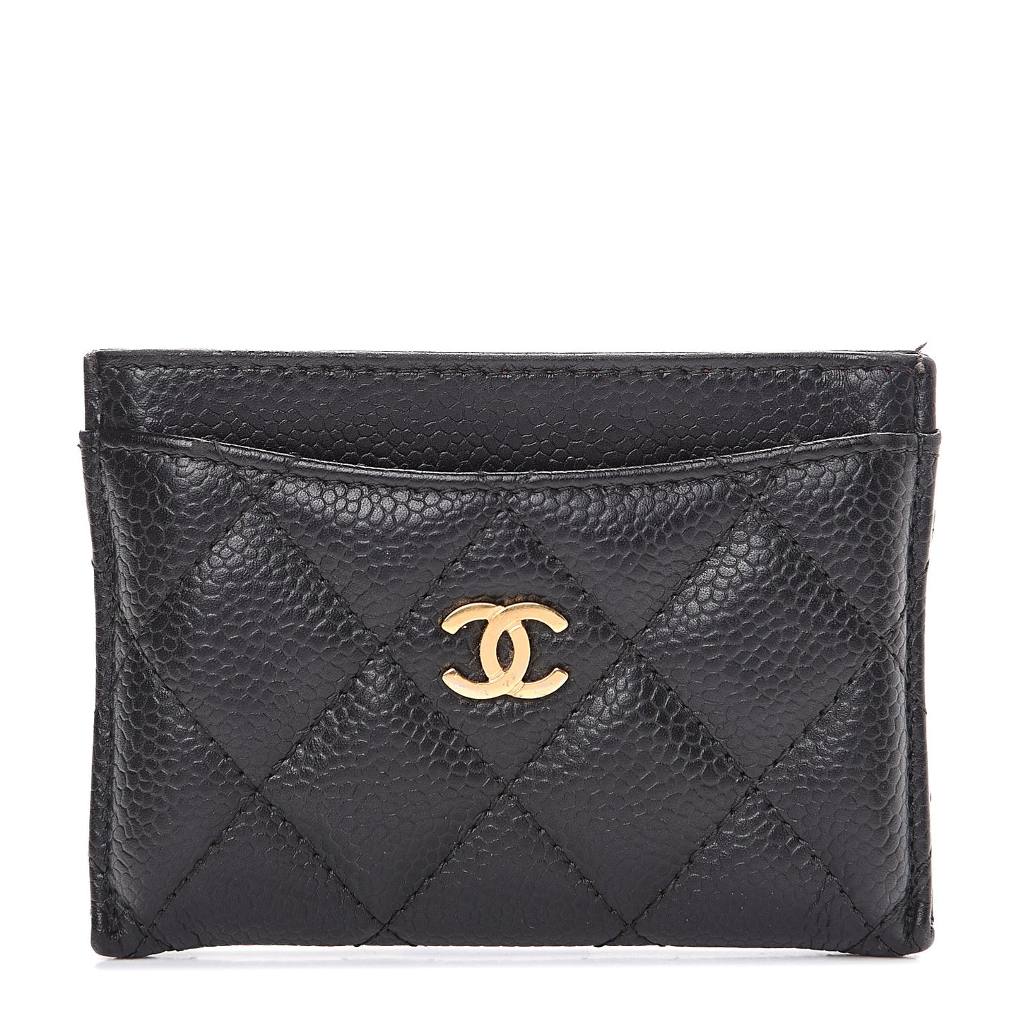 Caviar Quilted Card Holder Black