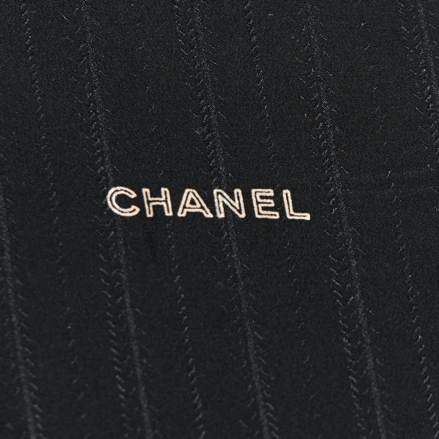 Chanel Cashmere Silk CC Logo Scarf Shawl Black Beige 3 of 4