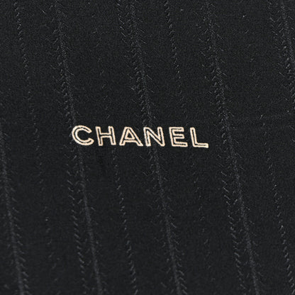 Chanel Cashmere Silk CC Logo Scarf Shawl Black Beige 3 of 4