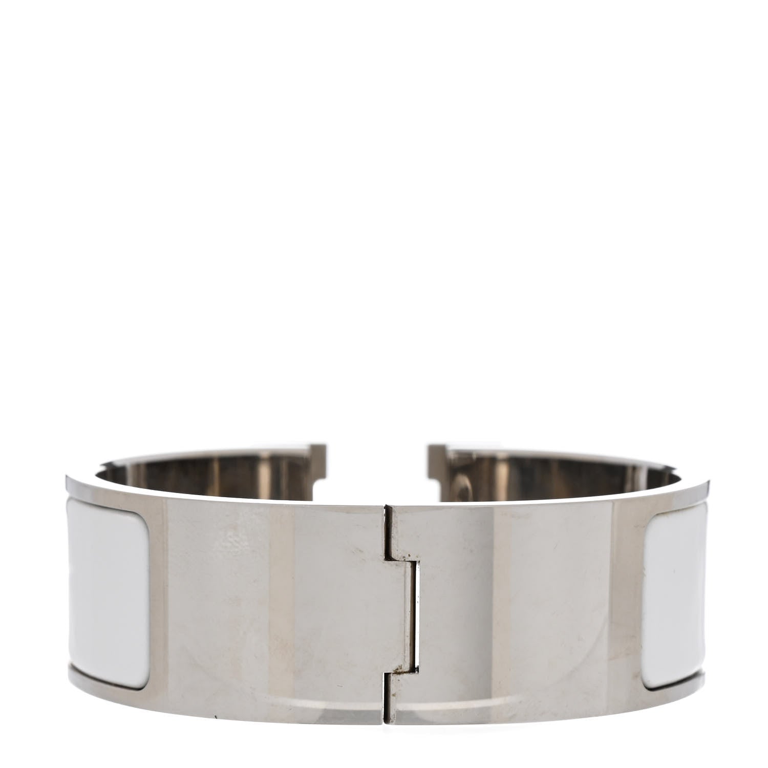 Hermes Enamel Wide Clic Clac H Bracelet PM White 1720279