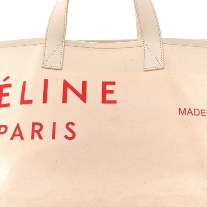 Celine Textile Medium Made In Tote Natural Natural Red 8 of 14